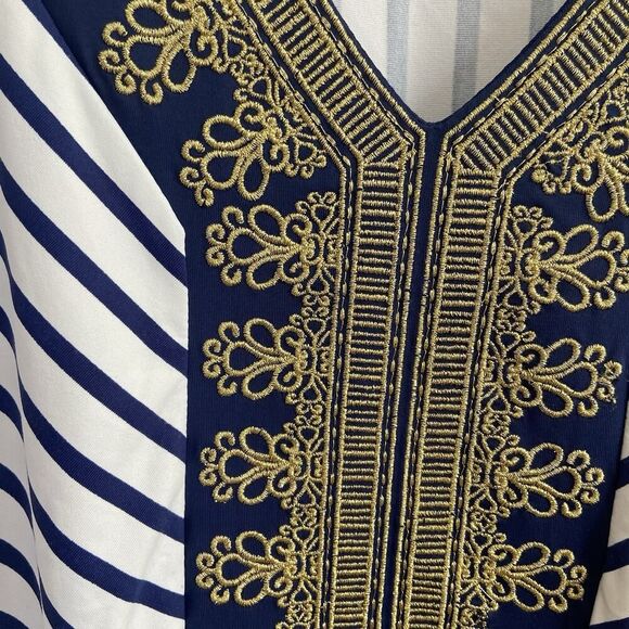 Cabana Life Embroidered Tasseled Swim Cover Up Nautical Blooms Size S/M - Picture 4 of 12